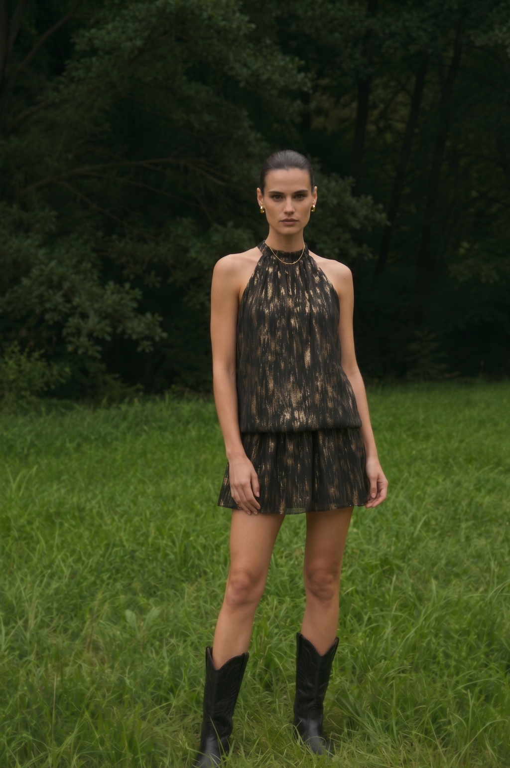 Vestido Sarah Negro y Dorado