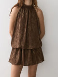 Vestido Sarah Marron y Dorado